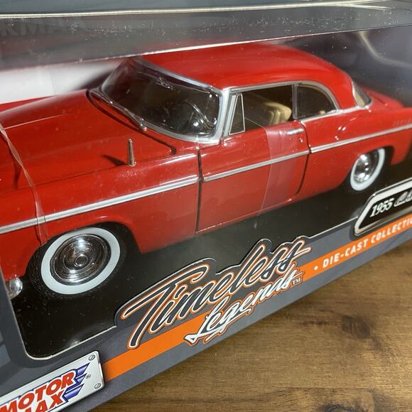 1955 Chrysler C300 Red 1/24 Scale Diecast Model Toy Car Motor Max - Picture 3 of 7